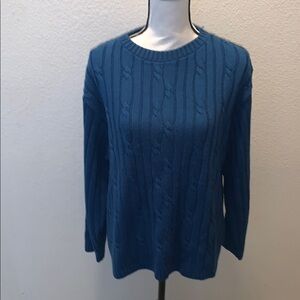 Baxter & Wells Woman’s Large Blue Pullover Cable Knit Sweater Long Sleeve Crew